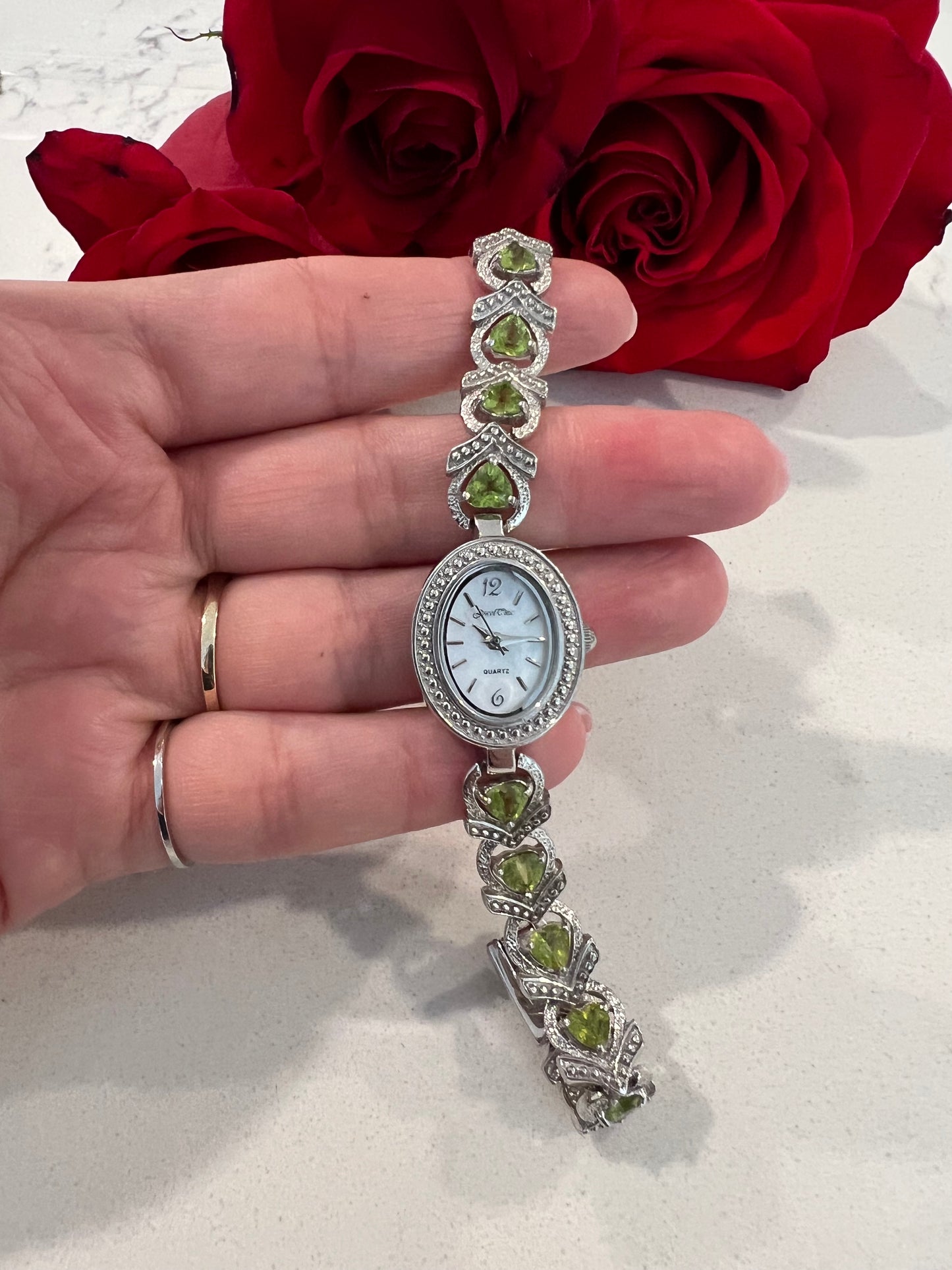 925 peridot stone watch