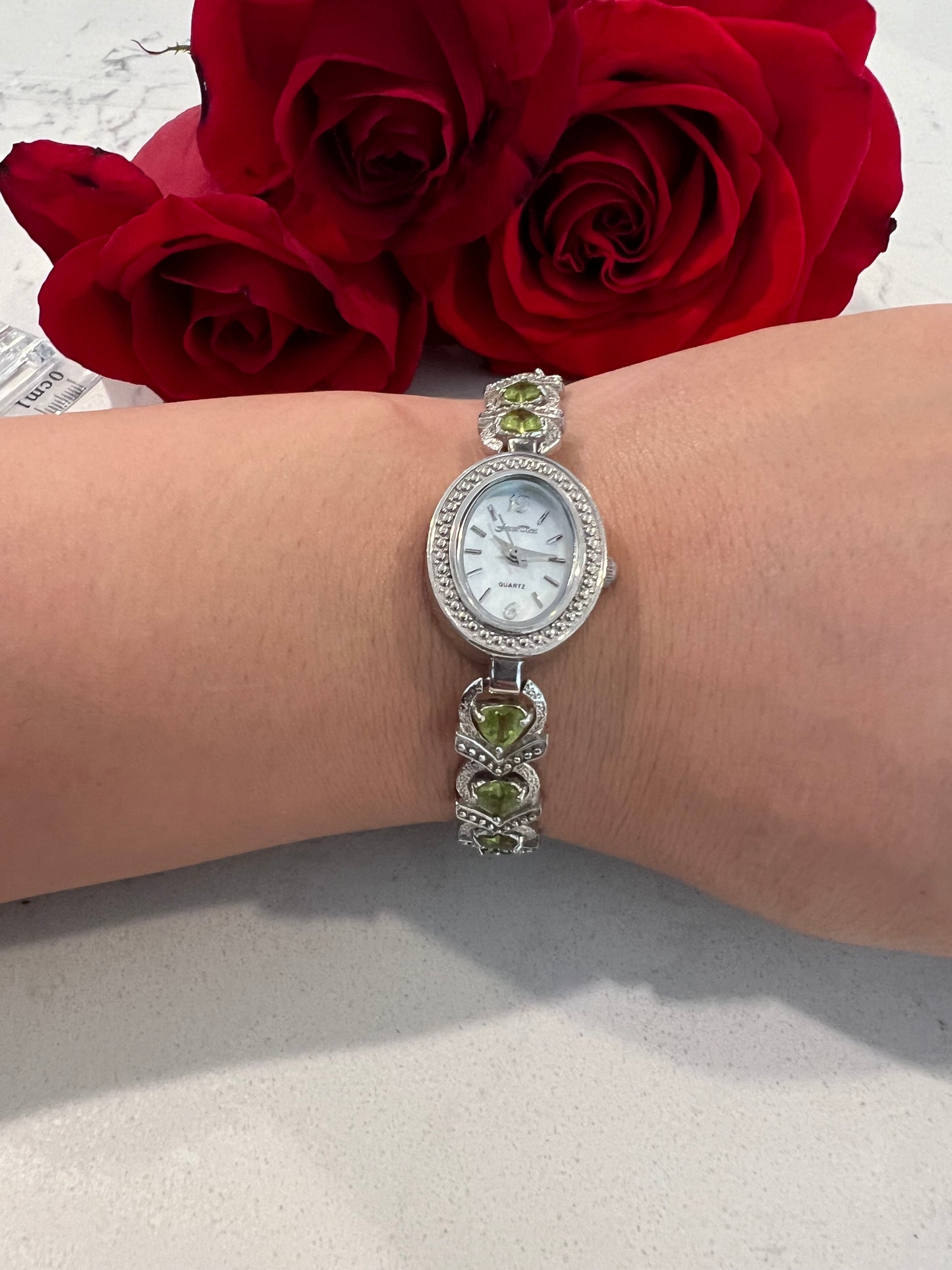 925 peridot stone watch